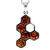 925 Sterling Silver & Genuine Baltic Amber Modern Honeycomb Pendant - GL2039