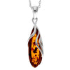 925 Sterling Silver & Genuine Baltic Amber Modern Pendant - GL2040