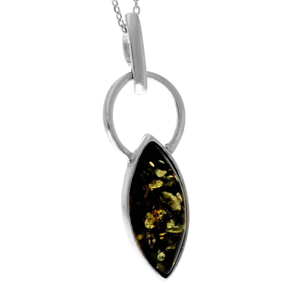 925 Sterling Silver & Genuine Baltic Amber Modern Pendant - GL2042