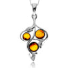 925 Steling Silver & Genuine Baltic Amber Contemporary Leaf Pendant - GL2046