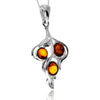 925 Steling Silver & Genuine Baltic Amber Contemporary Leaf Pendant - GL2046