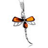 925 Steling Silver & Genuine Baltic Amber Dragonfly Pendant - GL2049