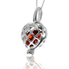 Load image into Gallery viewer, 925 Steling Silver &amp; Genuine Baltic Amber Locked in the Heart Amber Ball Pendant - GL2055