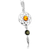 925 Steling Silver & Genuine Baltic Amber Celtic Dream Catcher Pendant - GL2060