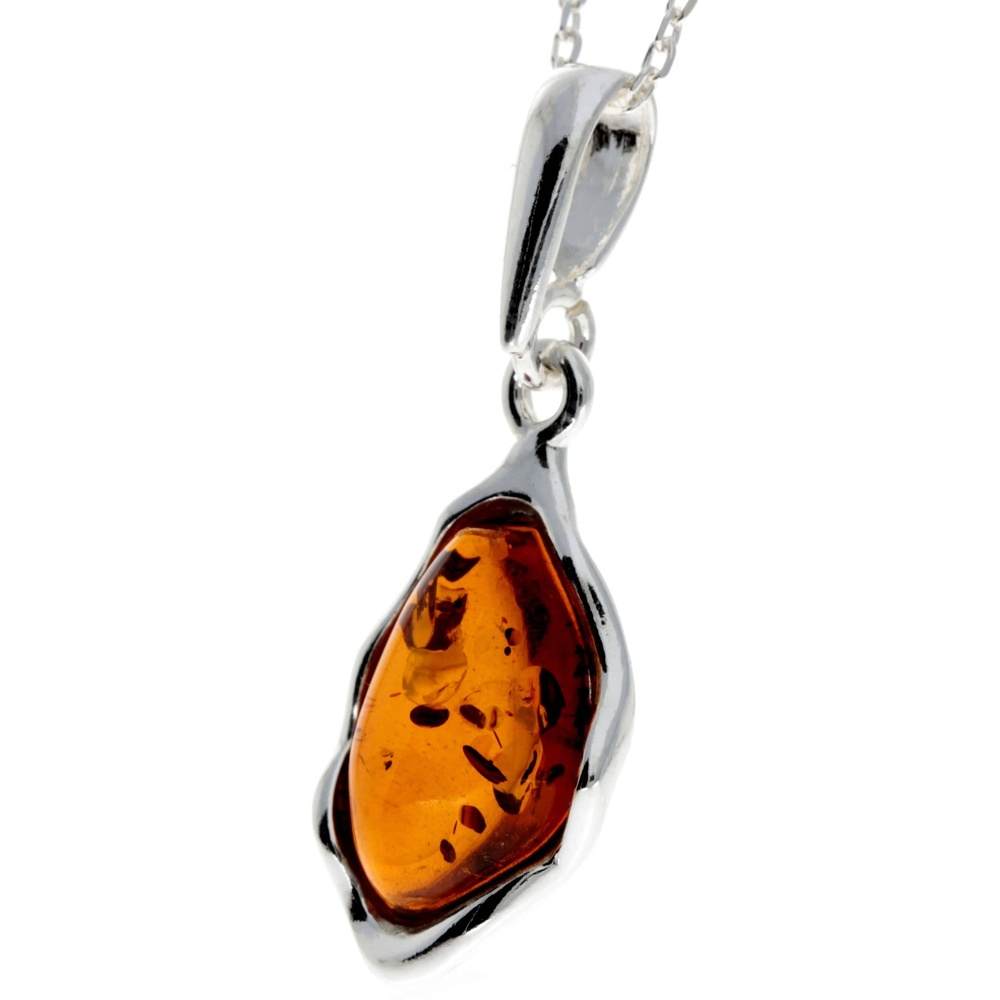 925 Sterling Silver & Genuine Baltic Amber Classic Pendant - GL212