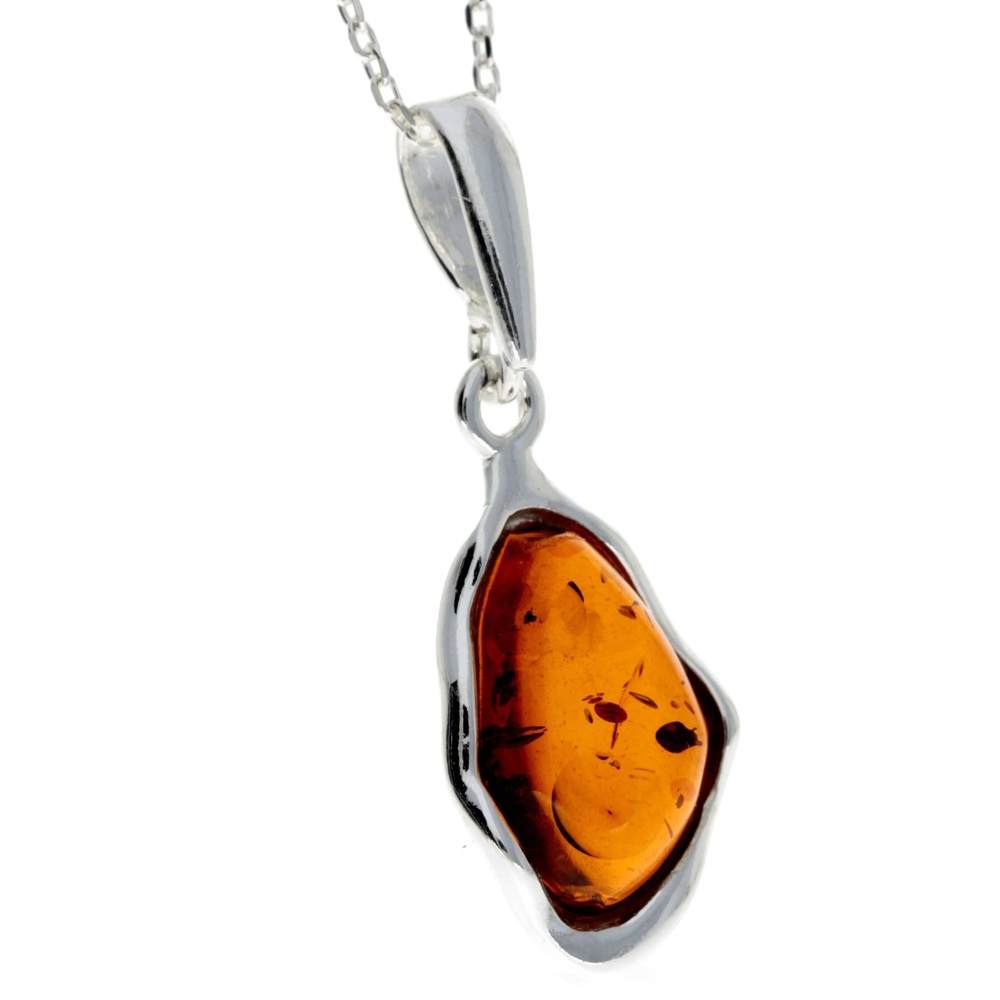 925 Sterling Silver & Genuine Baltic Amber Classic Pendant - GL212