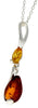 925 Sterling Silver & Genuine Baltic Amber Modern Pendant - GL240