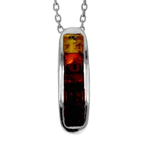 925 Sterling Silver & Genuine Baltic Amber Modern Drop Pendant GL241