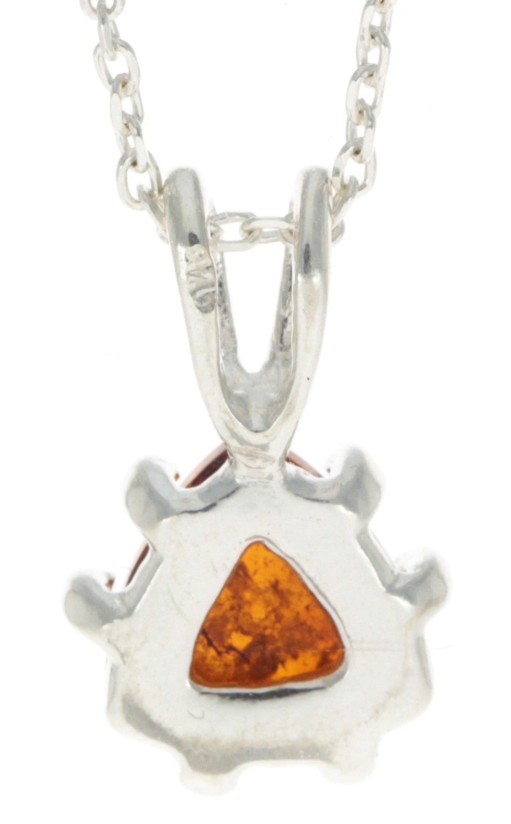 925 Sterling Silver & Genuine Baltic Amber Triangle Modern Pendant - GL284