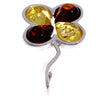 925 Sterling Silver & Genuine Baltic Amber Modern Pendant - GL313