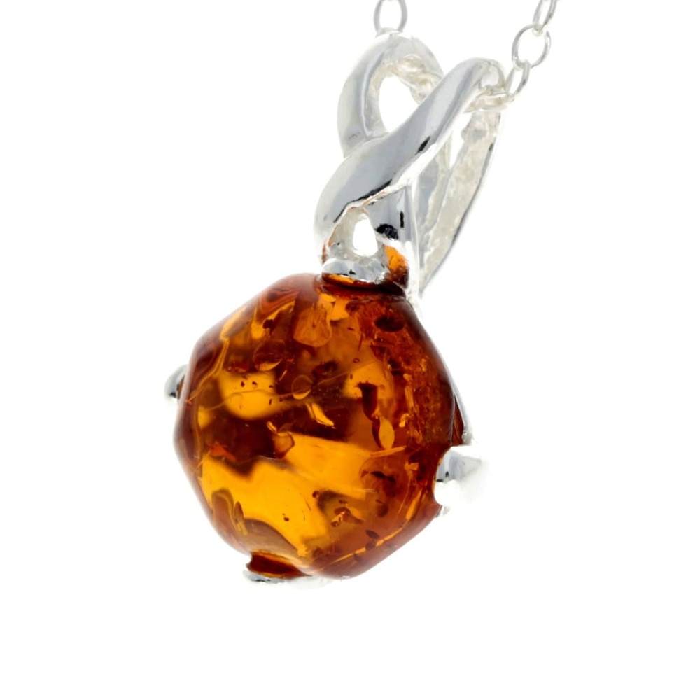925 Sterling Silver & Genuine Baltic Amber Classic Pendant - GL338