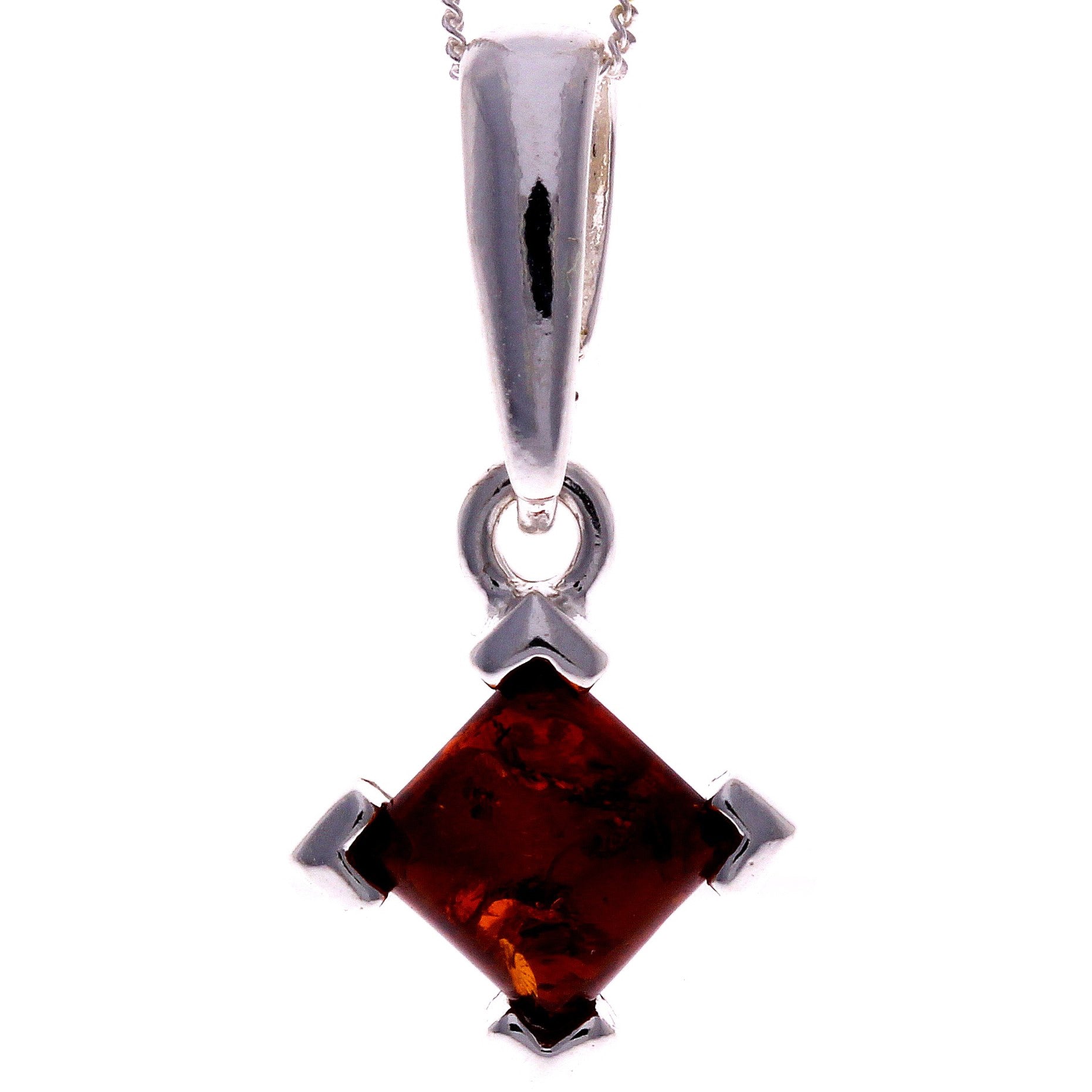 925 Sterling Silver & Genuine Baltic Amber Classic Pendant - GL339