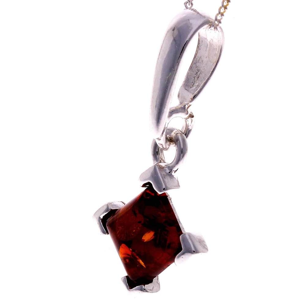 925 Sterling Silver & Genuine Baltic Amber Classic Pendant - GL339