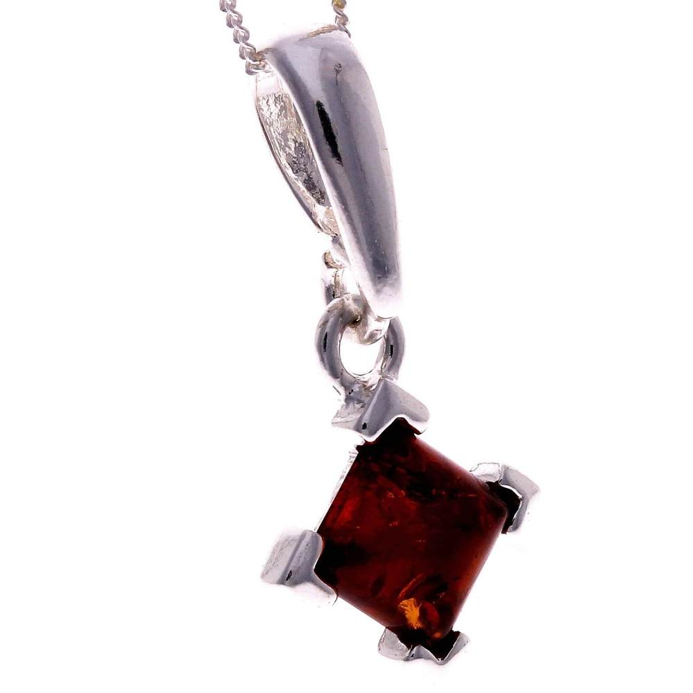 925 Sterling Silver & Genuine Baltic Amber Classic Pendant - GL339