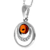 925 Sterling Silver & Baltic Amber Modern Pendant with Cubic Zirconia - GL348