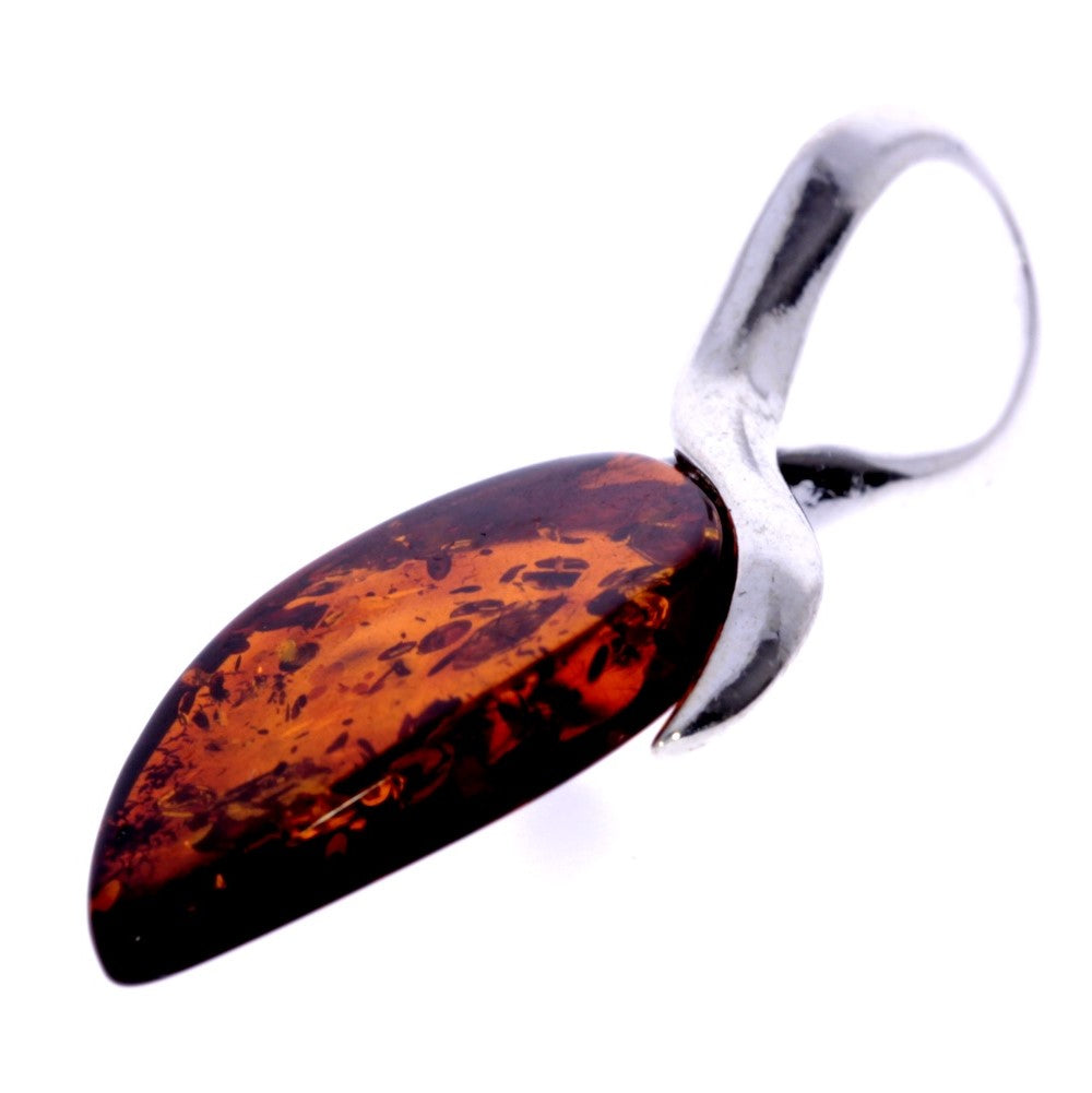 925 Sterling Silver & Genuine Baltic Amber Classic Pendant - GL350