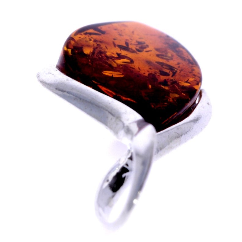925 Sterling Silver & Genuine Baltic Amber Classic Pendant - GL350