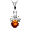 925 Sterling Silver & Genuine Baltic Amber Fly Bee Pendant - GL356