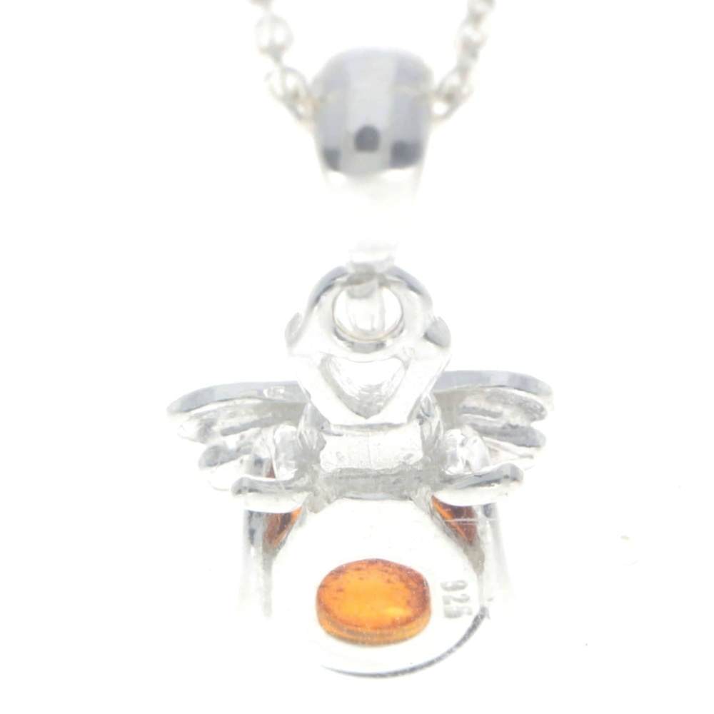 925 Sterling Silver & Genuine Baltic Amber Fly Bee Pendant - GL356