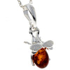 925 Sterling Silver & Genuine Baltic Amber Fly Bee Pendant - GL356