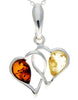 Load image into Gallery viewer, 925 Sterling Silver &amp; Baltic Amber Double Hearts Pendant - GL360