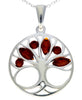 925 Sterling Silver Tree of Life with Genuine Baltic Amber Gemstones - GL363
