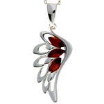925 Sterling Silver & Genuine Baltic Amber Lucky Angel Wing Pendant - GL367S