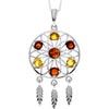 Load image into Gallery viewer, 925 Steling Silver &amp; Genuine Baltic Amber Large Dream Catcher Pendant - GL368