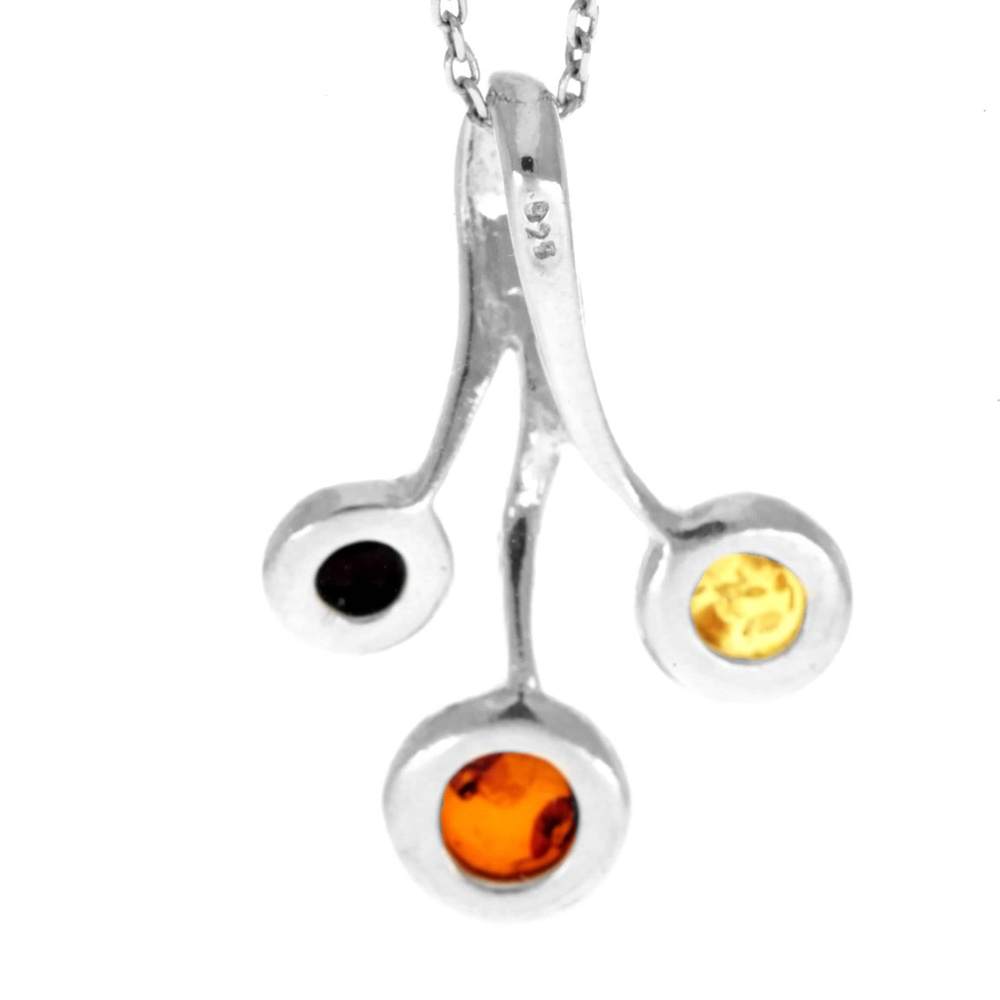 925 Sterling Silver & Genuine Baltic Amber Modern Pendant GL372