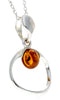 925 Sterling Silver & Genuine Baltic Amber Modern Pendant - GL375