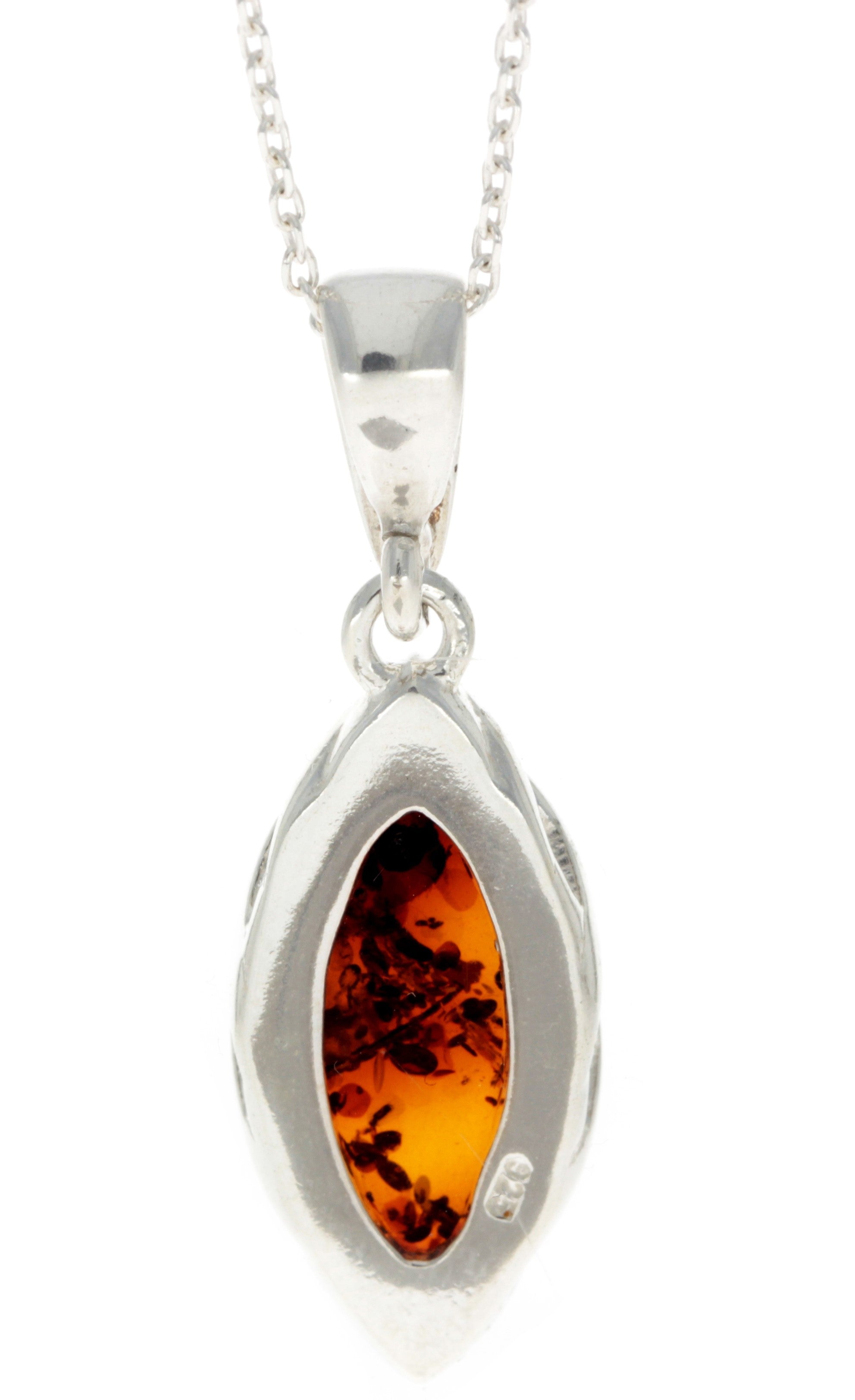 925 Sterling Silver & Genuine Baltic Amber Classic Pendant - GL377