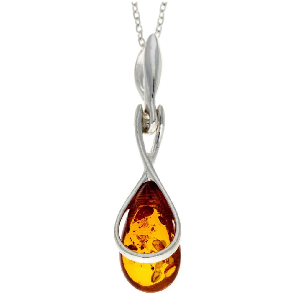 925 Sterling Silver Modern Pendant with Baltic Amber - GL381