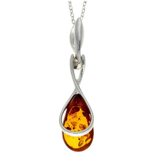 925 Sterling Silver Modern Pendant with Baltic Amber - GL381