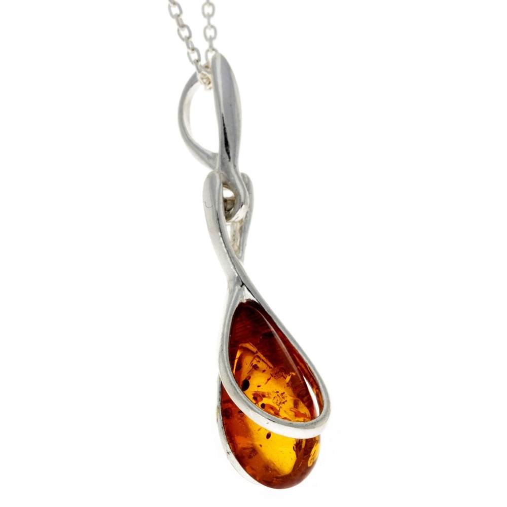 925 Sterling Silver Modern Pendant with Baltic Amber - GL381