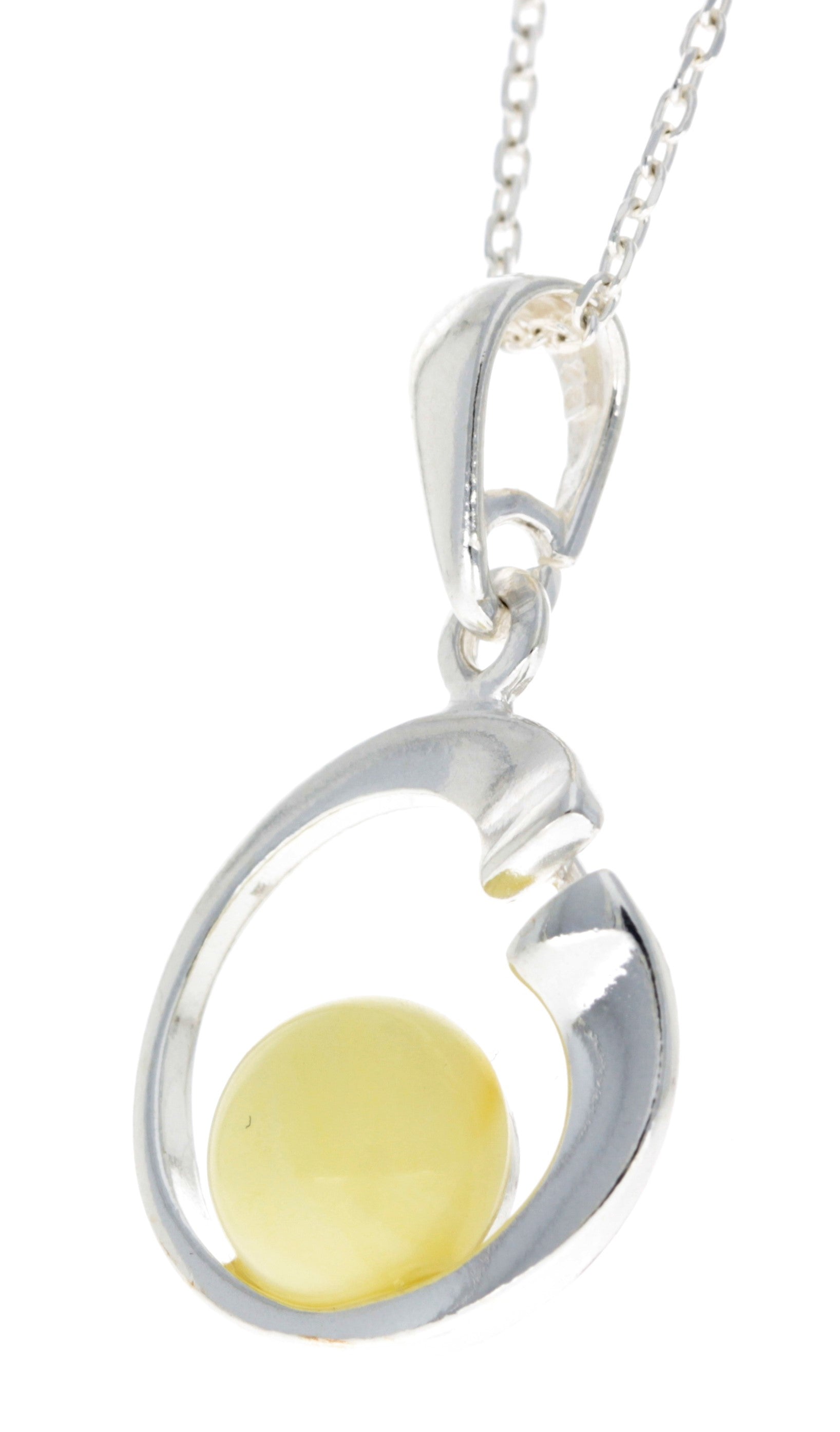 925 Sterling Silver Modern Pendant with Baltic Amber - GL382