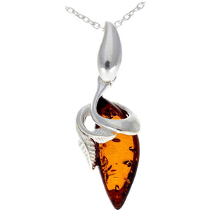 925 Sterling Silver & Baltic Amber Art Deco Pendant - GL391