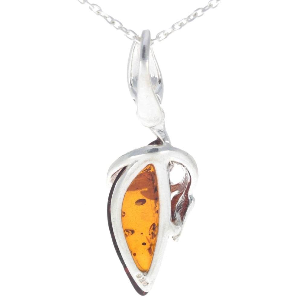 925 Sterling Silver & Baltic Amber Art Deco Pendant - GL391