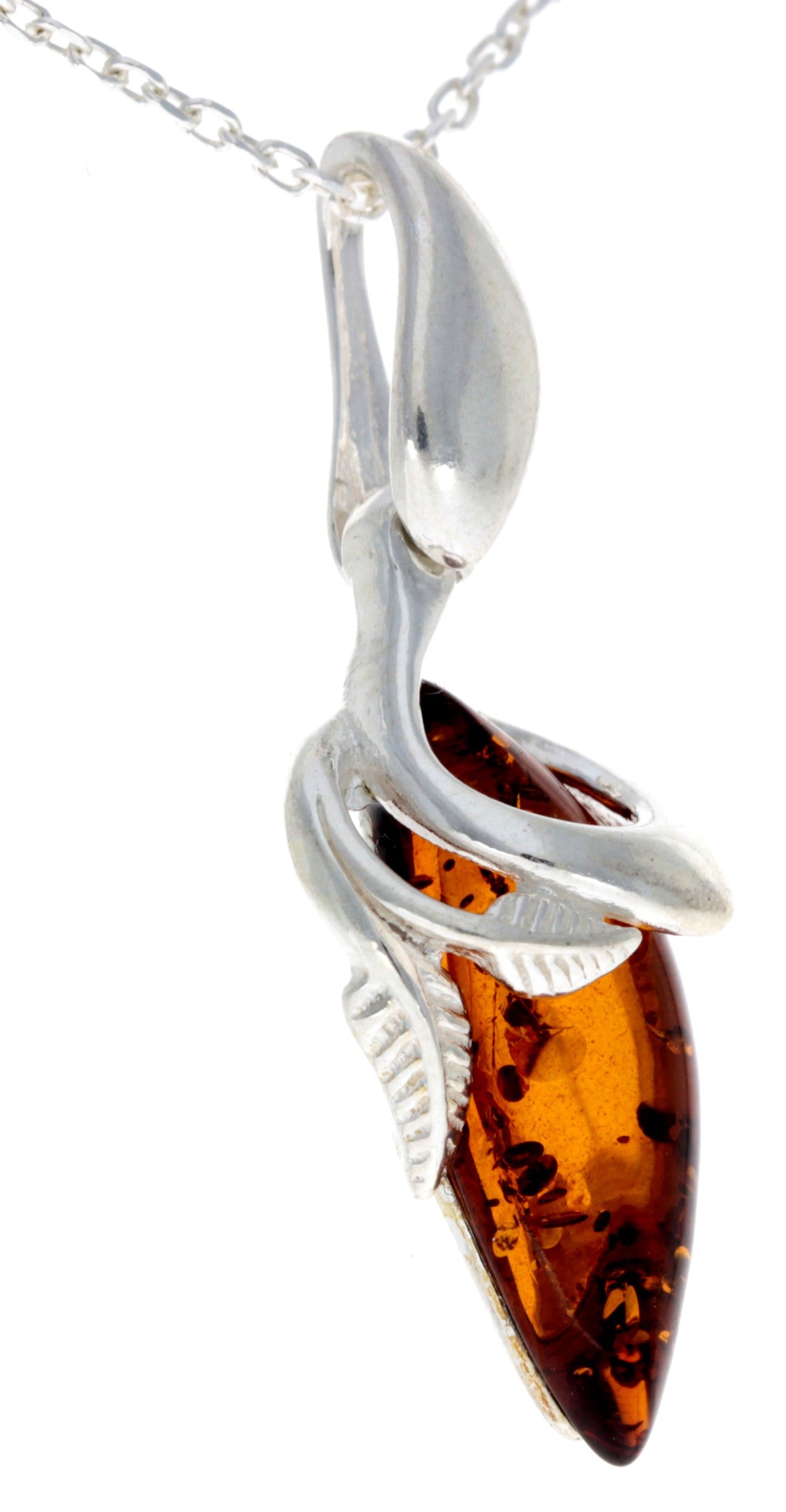 925 Sterling Silver & Baltic Amber Art Deco Pendant - GL391