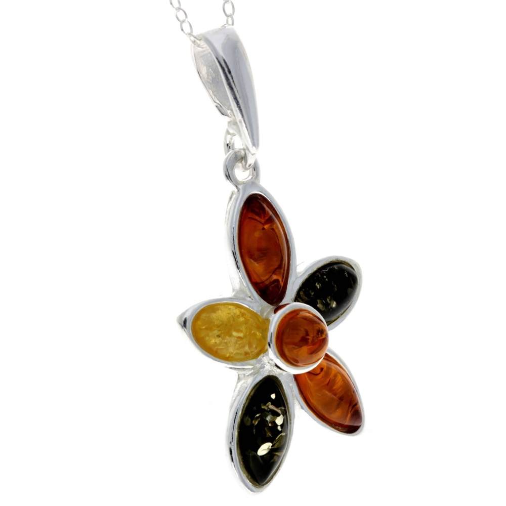 925 Sterling Silver & Genuine Baltic Amber Classic Pendant - GL398