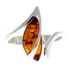 925 Sterling Silver & Genuine Baltic Amber Adjustable Modern Ring - GL402