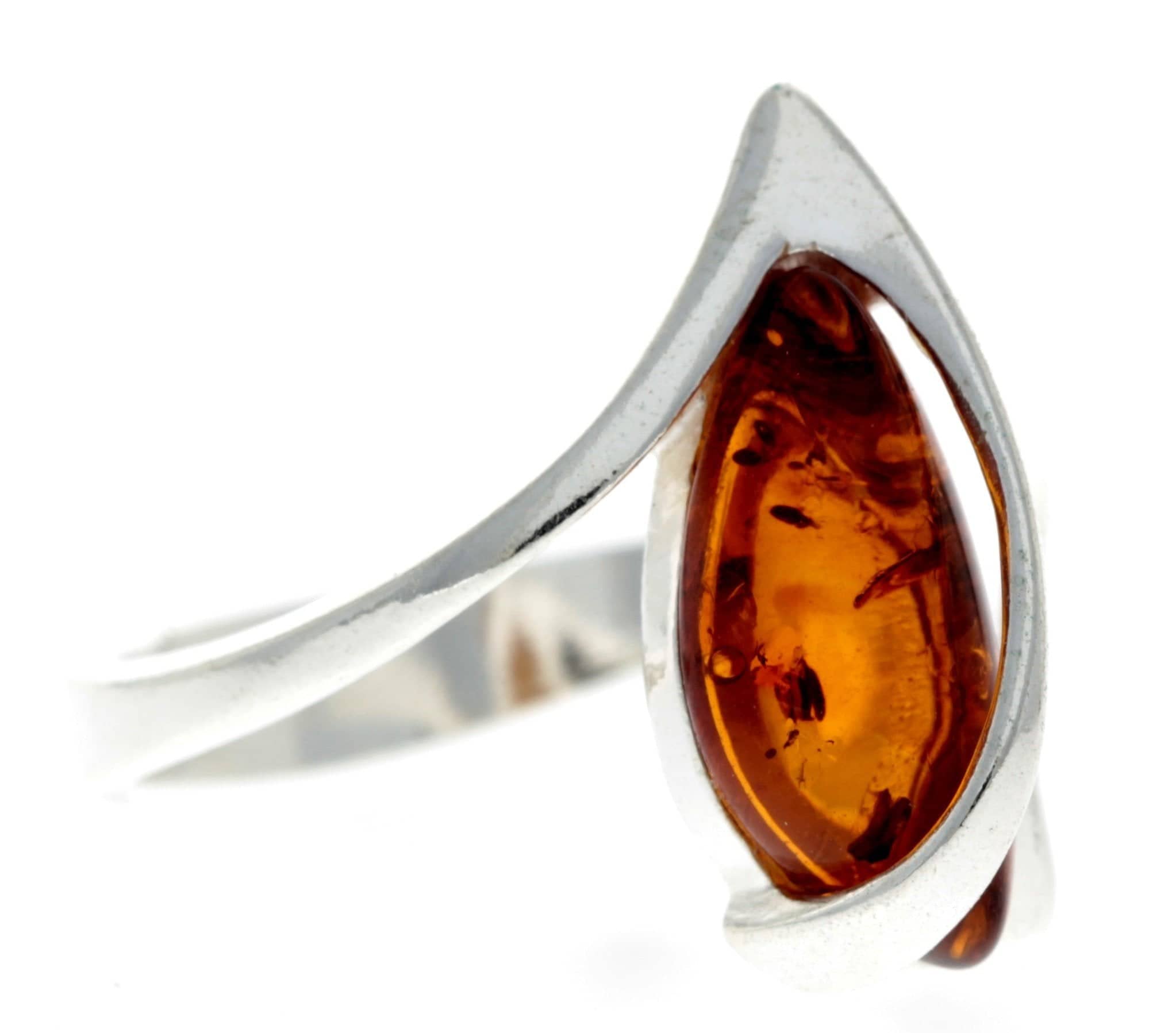 Designer Adjustable size Amber Ring GL402 - SilverAmberJewellery