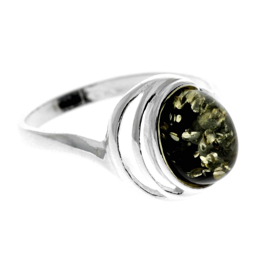 925 Sterling SIlver & Baltic Amber Modern Ring Adjustable - GL433