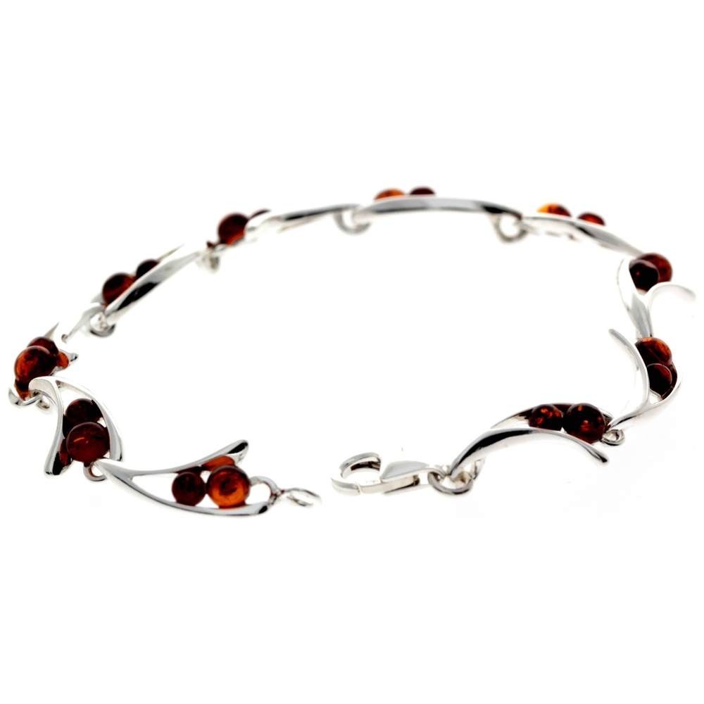 925 Sterling Silver & Baltic Amber Modern Link Bracelet - GL507