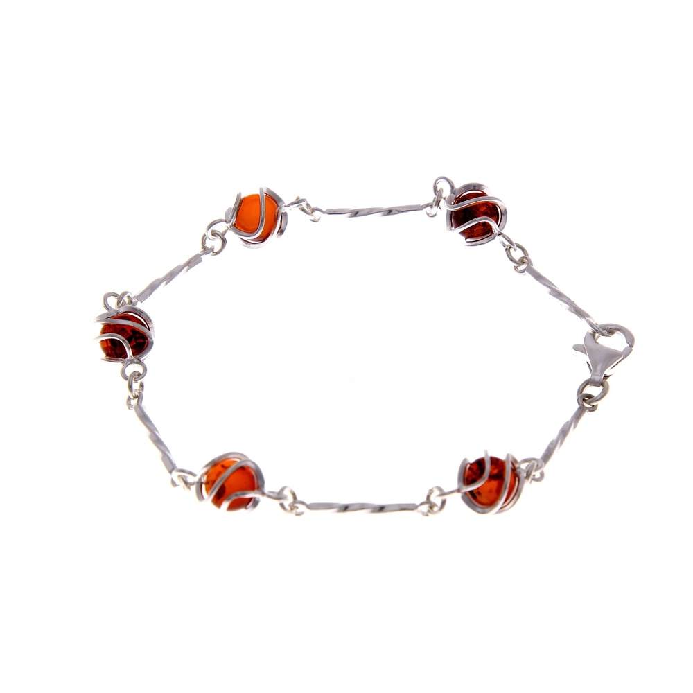 925 Sterling Silver & Baltic Amber Modern Bracelet - GL516