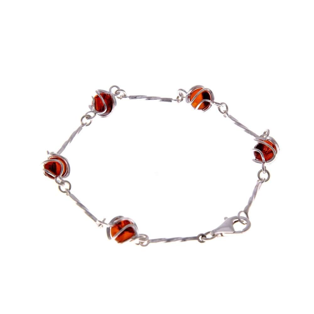 925 Sterling Silver & Baltic Amber Modern Bracelet - GL516