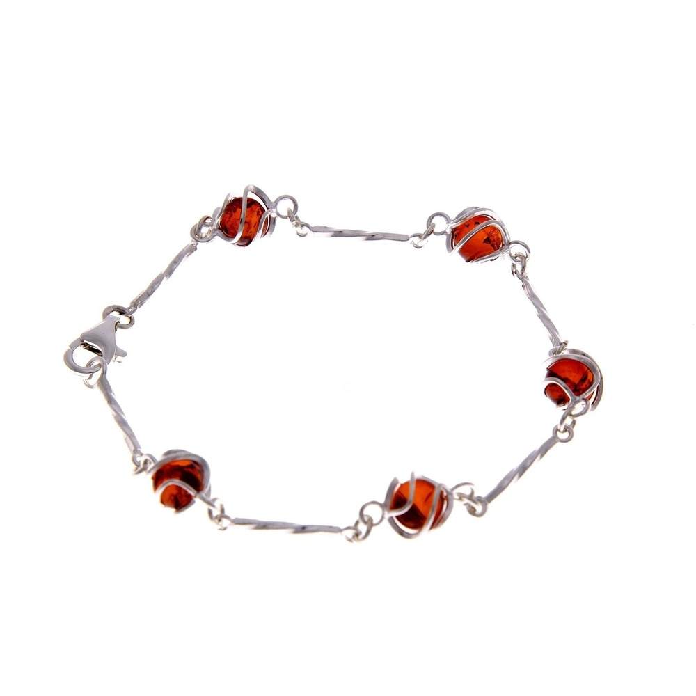 925 Sterling Silver & Baltic Amber Modern Bracelet - GL516