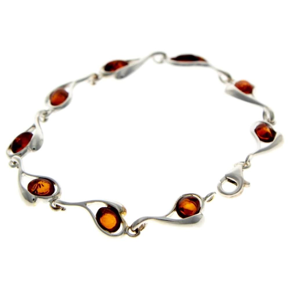 Beautiful Designer Silver Hearts Bracelet set with Baltic Amber - GL529