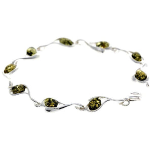 Beautiful Designer Silver Hearts Bracelet set with Baltic Amber - GL529