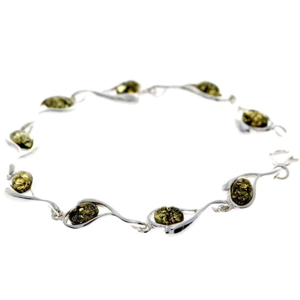 Beautiful Designer Silver Hearts Bracelet set with Baltic Amber - GL529