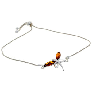 Beautiful Designer Silver Butterfly Bracelet set with Baltic Amber - GL534